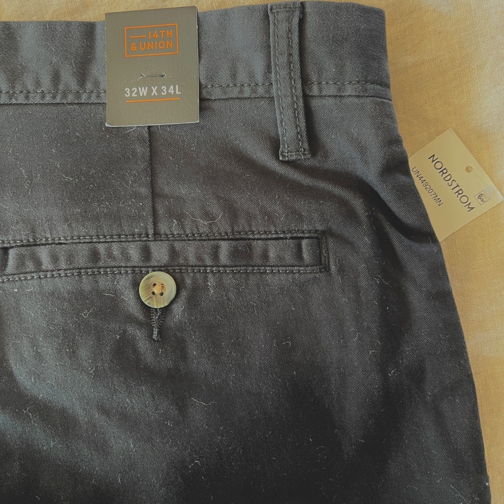 NWT 14th & Union Mens Slim Fit Black Chino Pants 32W x 34L Business Casual - Picture 5 of 5